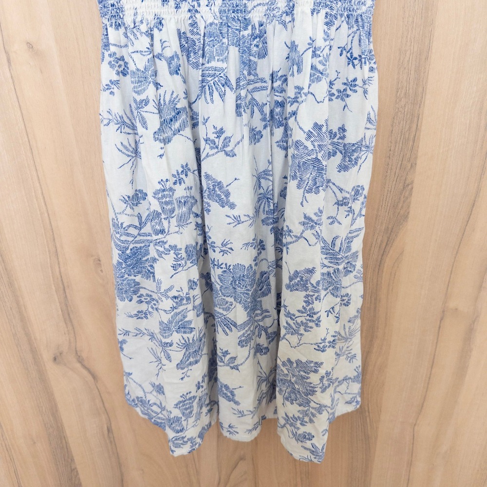 Universal Thread Floral Linen Blend Sundress XS Blue Smocked Cottage Coastal - Picture 3 of 8